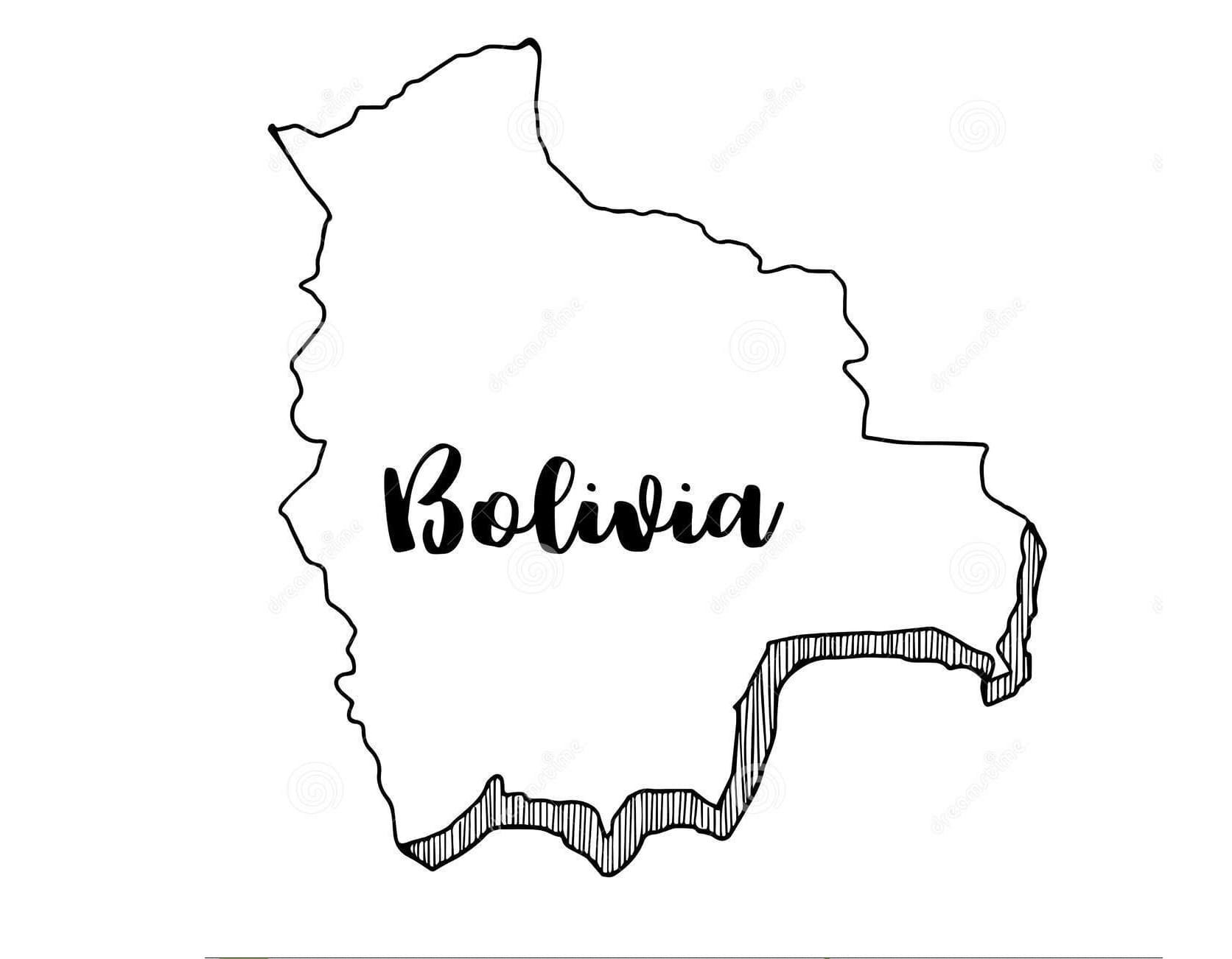 Dibujo de Mapa de Bolivia Esquema para Colorear para Colorear y Imprimir