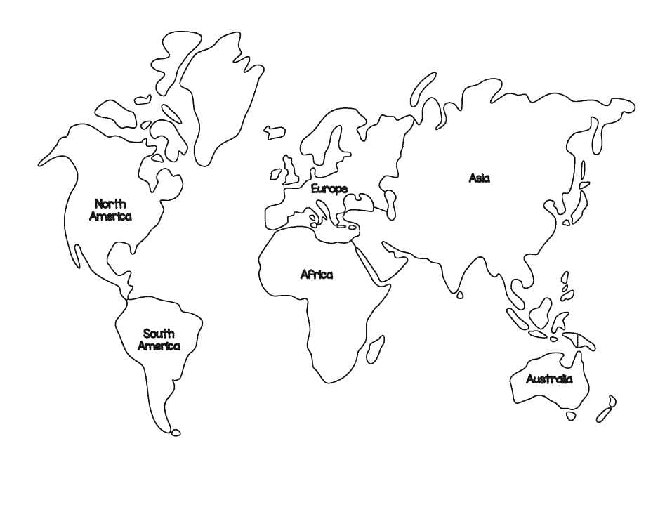 Dibujo de Paises Del Mapa Mundial para Colorear para Colorear y Imprimir