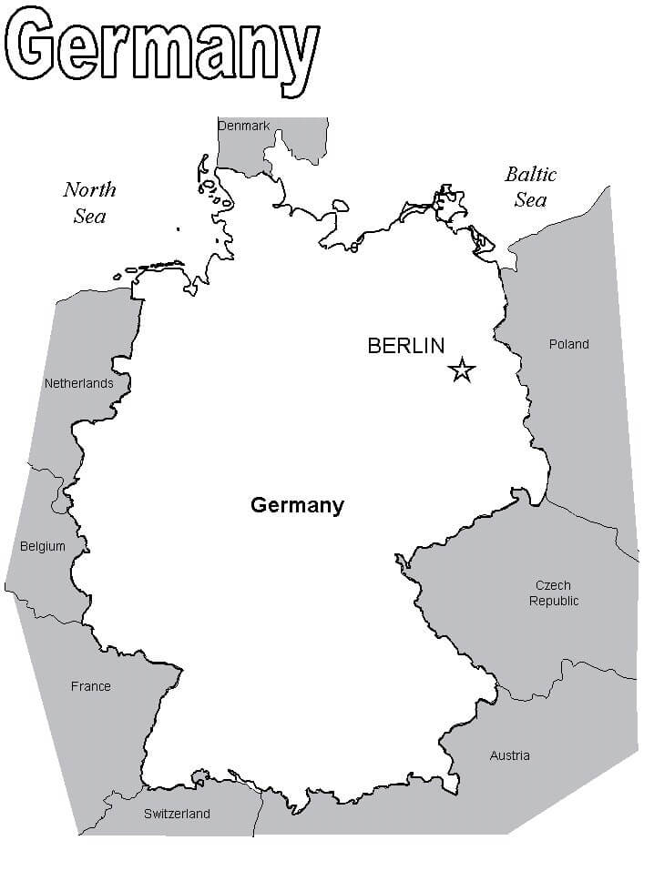 Dibujo de Mapa de Alemania para Colorear y Imprimir