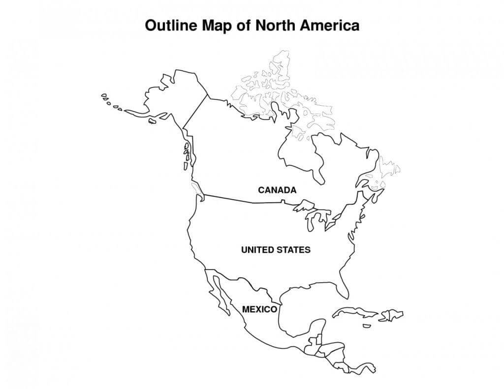 Dibujo de Mapa de América Del Norte para Colorear y Imprimir