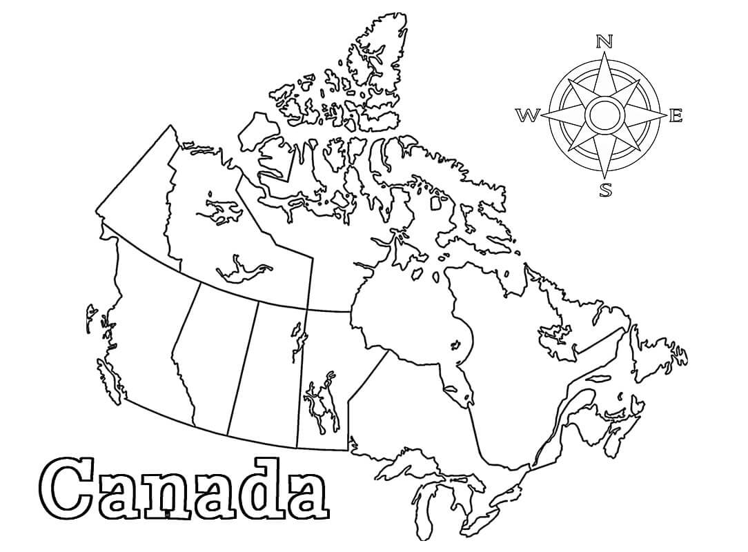 Dibujo de Mapa de Canadá para Colorear y Imprimir