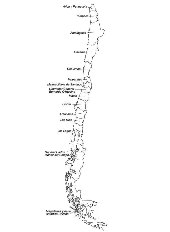 Dibujo de Mapa de Chile para Colorear y Imprimir