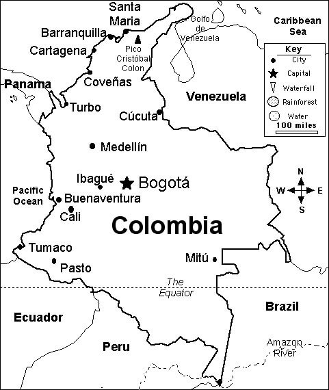 Dibujo de Mapa de Colombia para Colorear y Imprimir