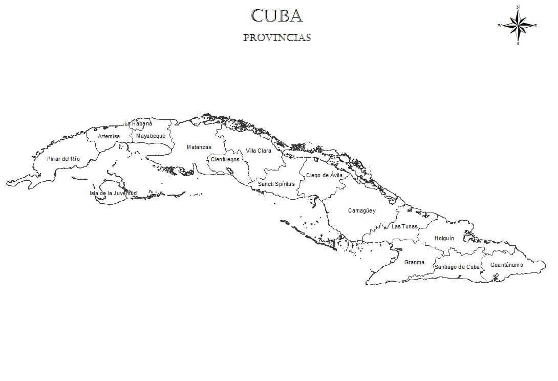 Dibujo de Mapa de Cuba para Colorear y Imprimir