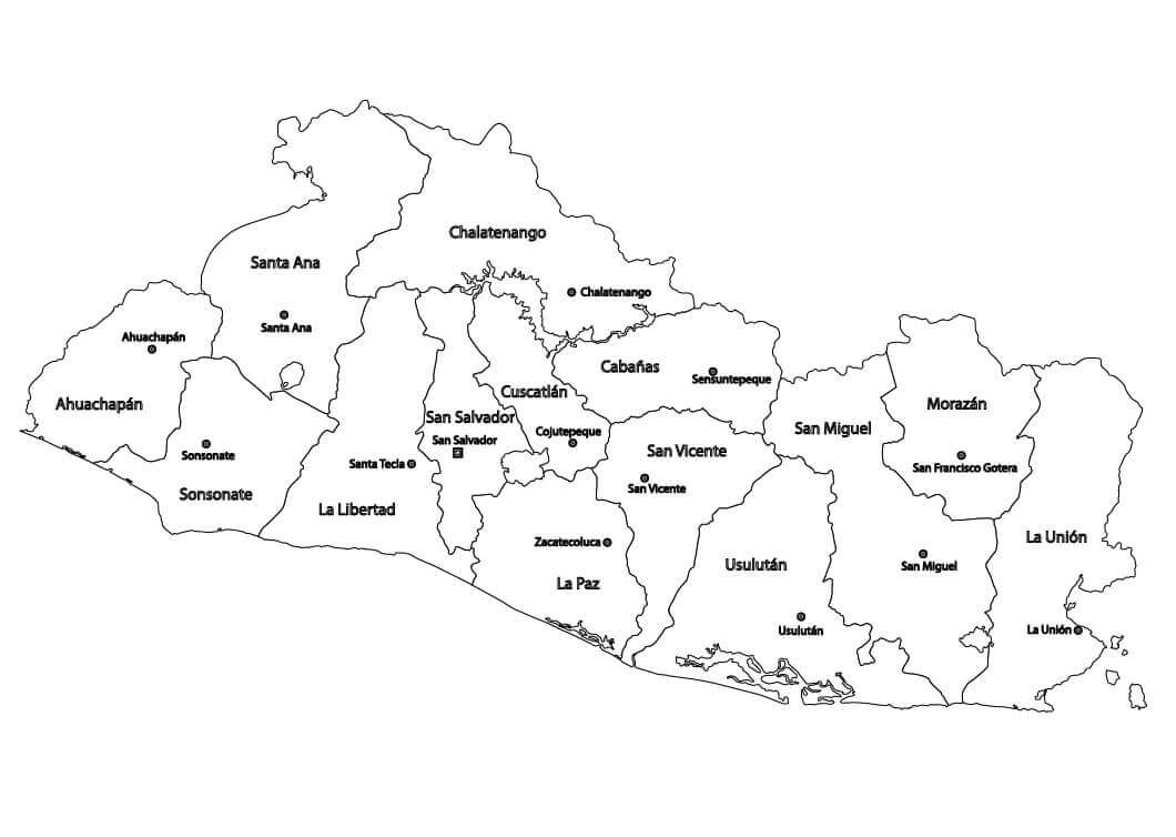 Dibujo de Mapa de El Salvador para Colorear y Imprimir