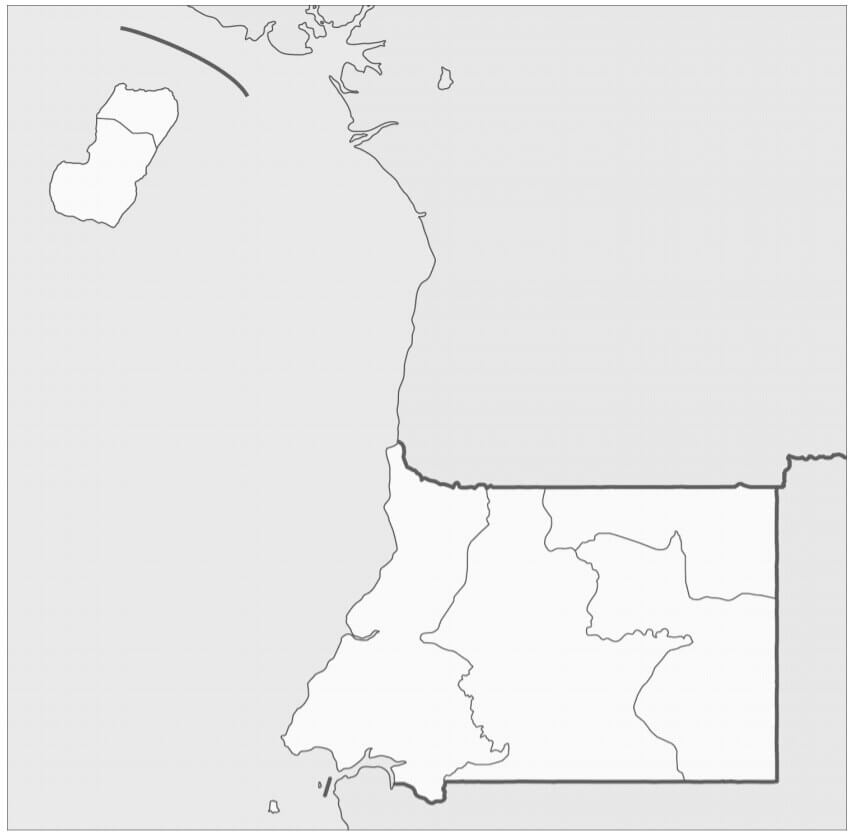 Dibujo de Mapa de Guinea Ecuatorial para Colorear y Imprimir