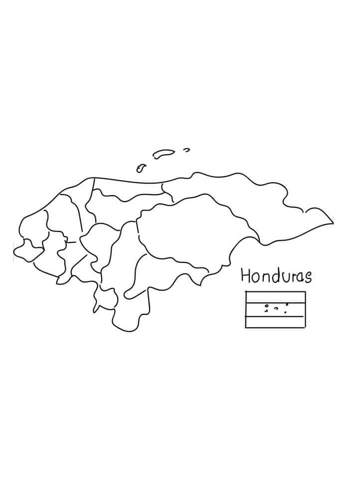 Dibujo de Mapa de Honduras para Colorear y Imprimir