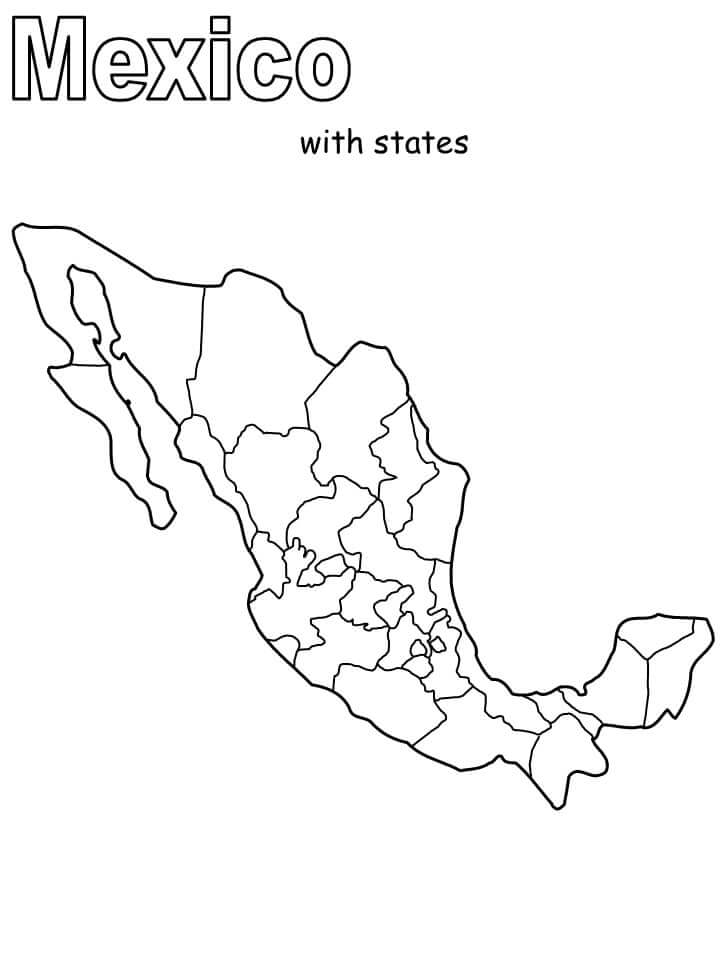 Dibujo de Mapa de Mexico para Colorear y Imprimir