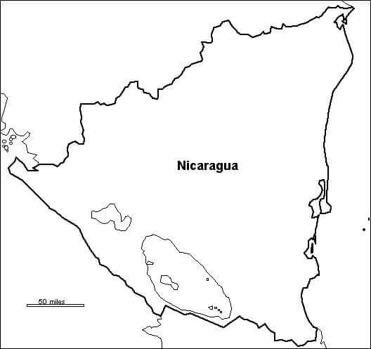 Dibujo de Mapa de Nicaragua para Colorear y Imprimir