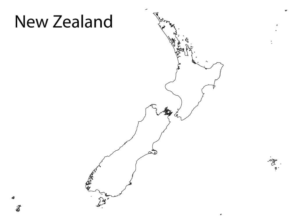 Dibujo de Mapa de Nueva Zelanda para Colorear y Imprimir