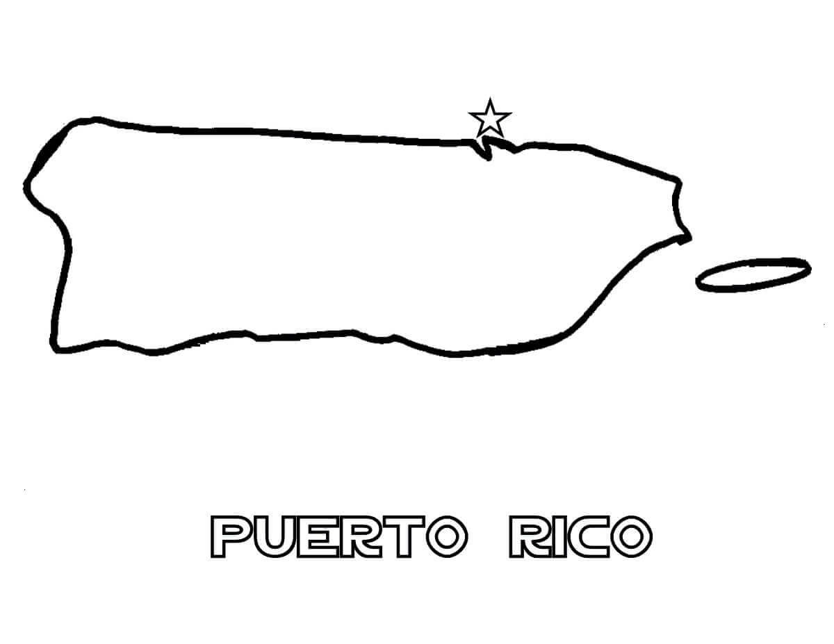Dibujo de Mapa de Puerto Rico para Colorear y Imprimir