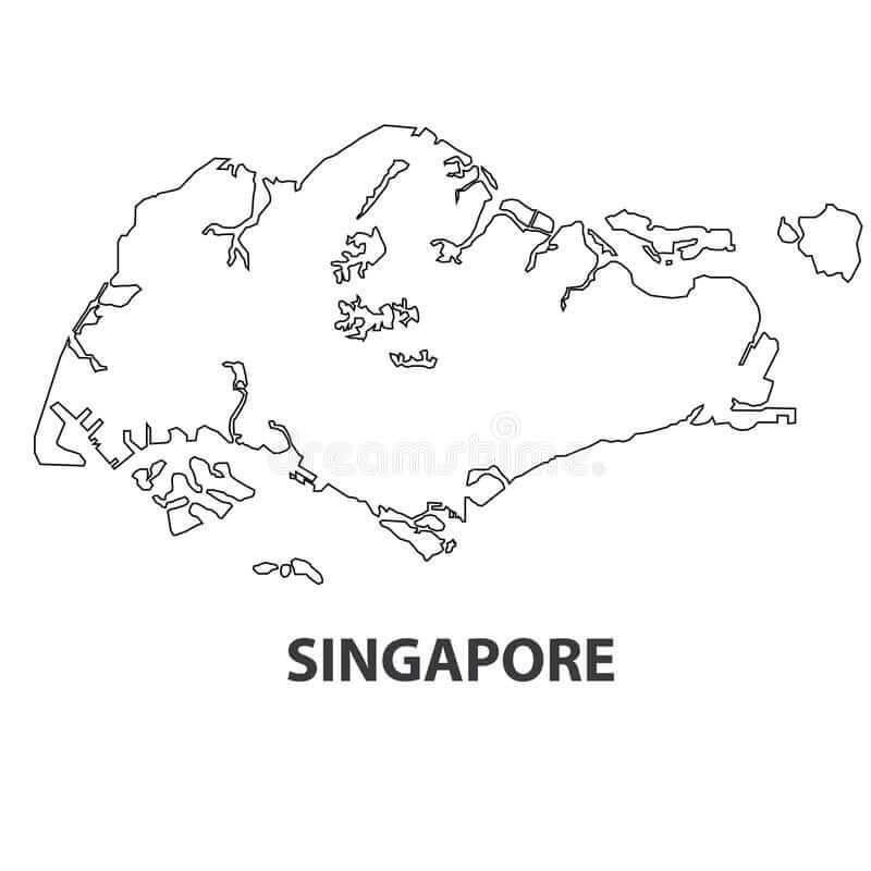Dibujo de Mapa de Singapur para Colorear y Imprimir