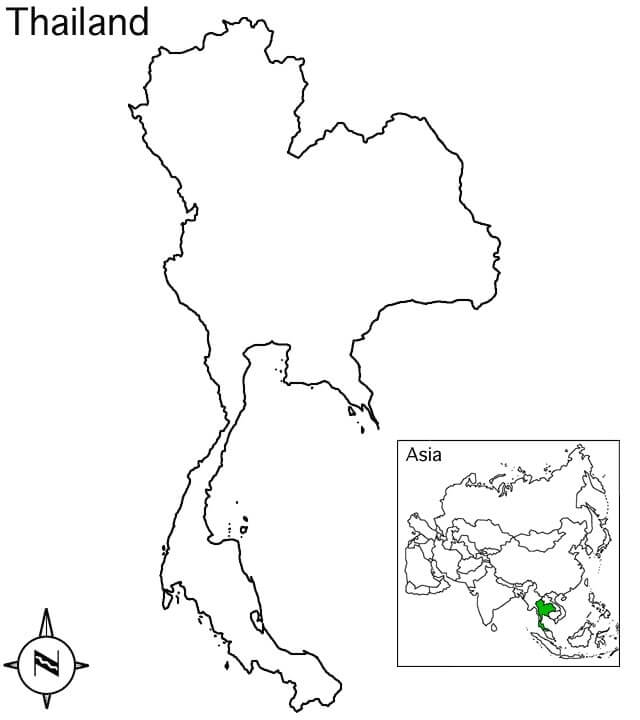 Dibujo de Mapa de Tailandia para Colorear y Imprimir