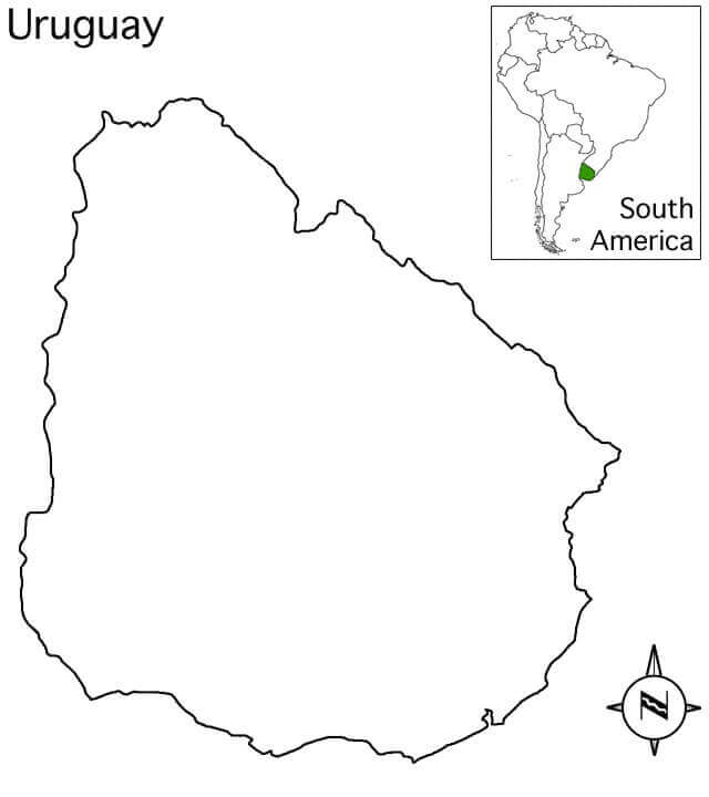 Dibujo de Mapa de Uruguay para Colorear y Imprimir
