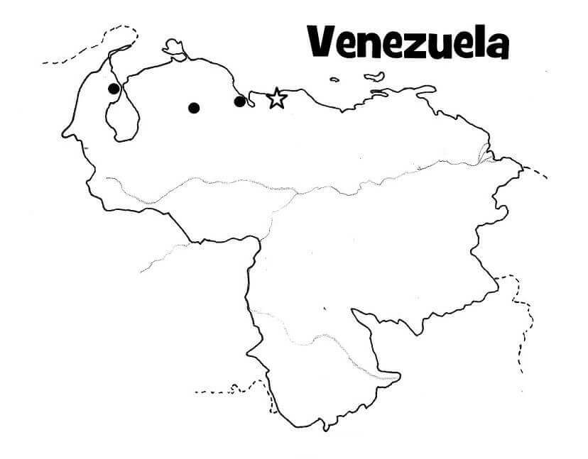 Dibujo de Mapa de Venezuela para Colorear y Imprimir