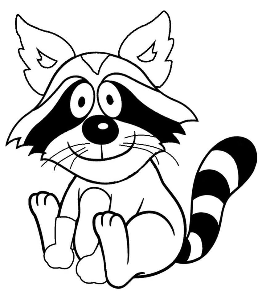 Dibujo de Bonito Mapache para Colorear y Imprimir