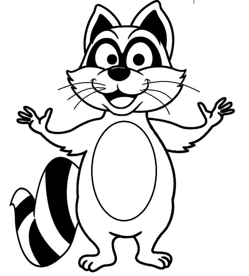 Dibujo de Mapache ¡Feliz para Colorear y Imprimir