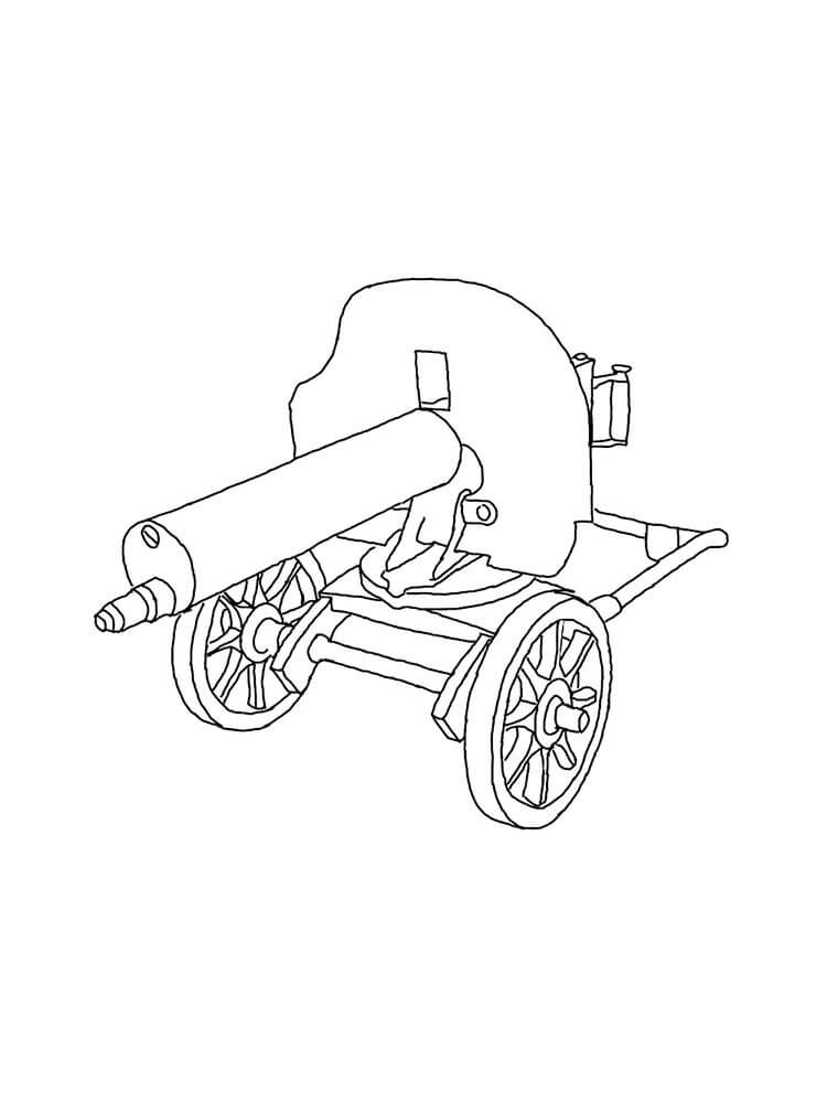 Dibujo de Ametralladora Grande para Colorear y Imprimir