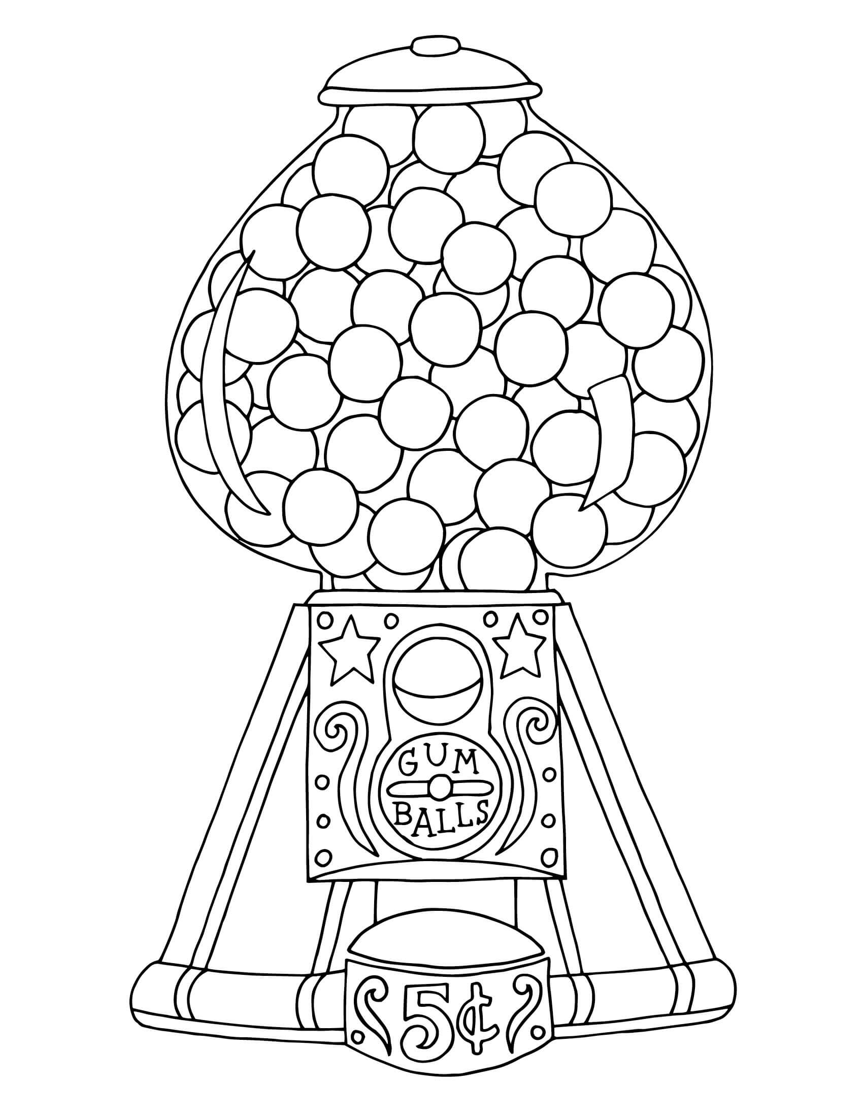 Dibujo de Máquina de Chicles para Colorear y Imprimir
