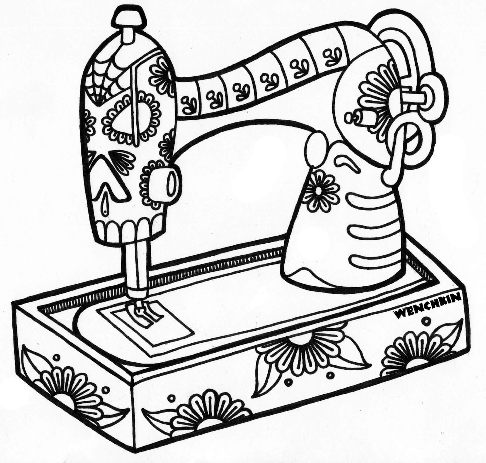 Dibujo de Máquina de Coser Mándala para Colorear y Imprimir