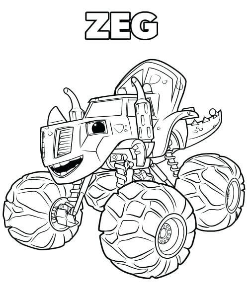 Dibujo de Máquina de Monstruo Zeg para Colorear y Imprimir