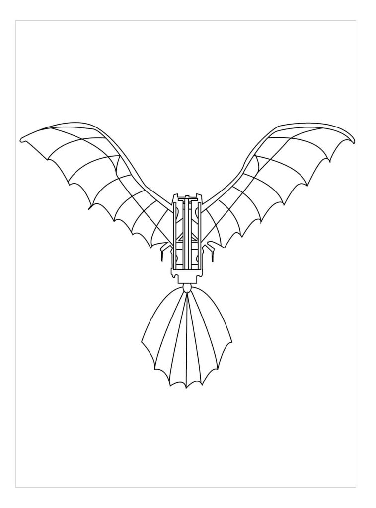 Dibujo de Máquina de Vuelo de da Vinci para Colorear y Imprimir