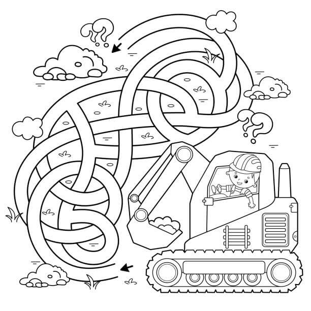 Dibujo de Máquina En Los Mapas para Colorear y Imprimir