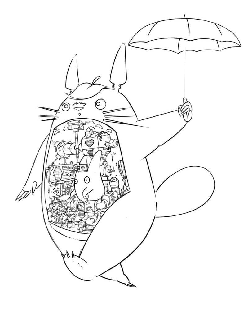 Dibujo de Máquina Totoro para Colorear y Imprimir