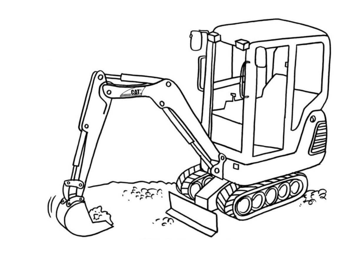 Dibujo de Mini Máquina Excavadora para Colorear y Imprimir