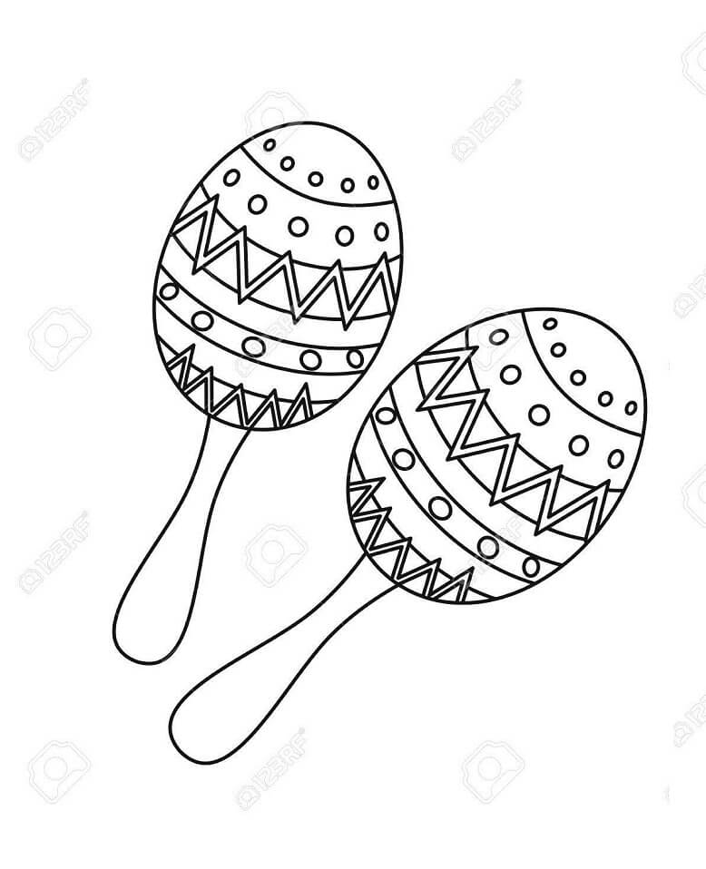 dibujo dos maracas para imprimir y colorear