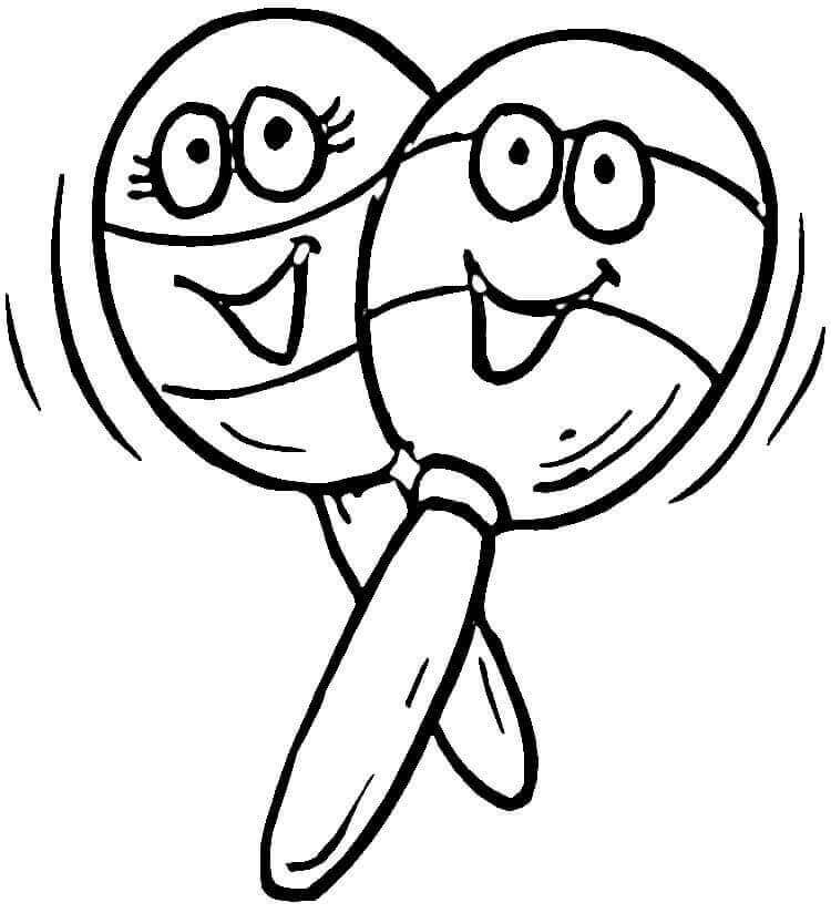 dibujo maracas de dibujos animados para imprimir y colorear