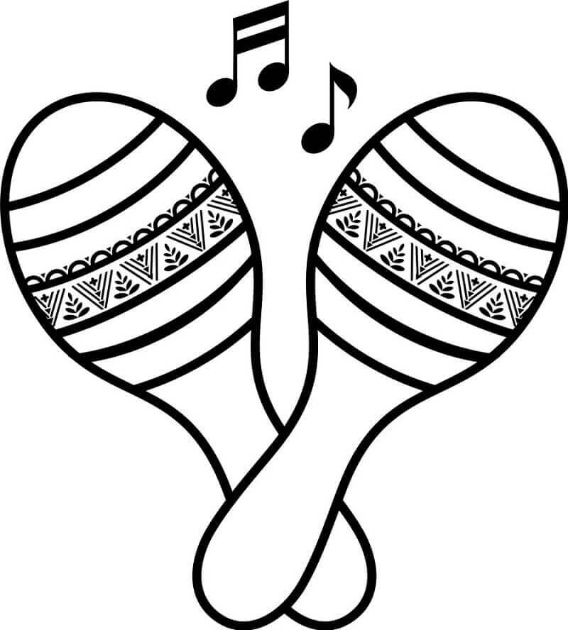 dibujo musica maracas para imprimir y colorear