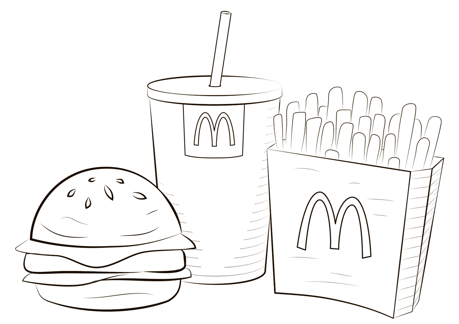 Dibujo de Comida Mcdonald para Colorear y Imprimir