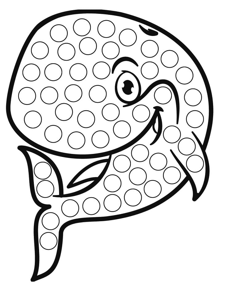 dibujo ballena marcador de puntos para colorear