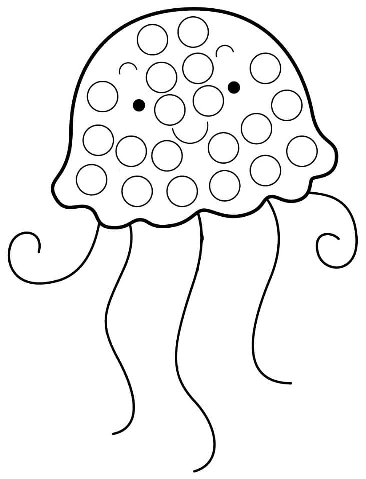 dibujo medusa marcador de puntos para colorear