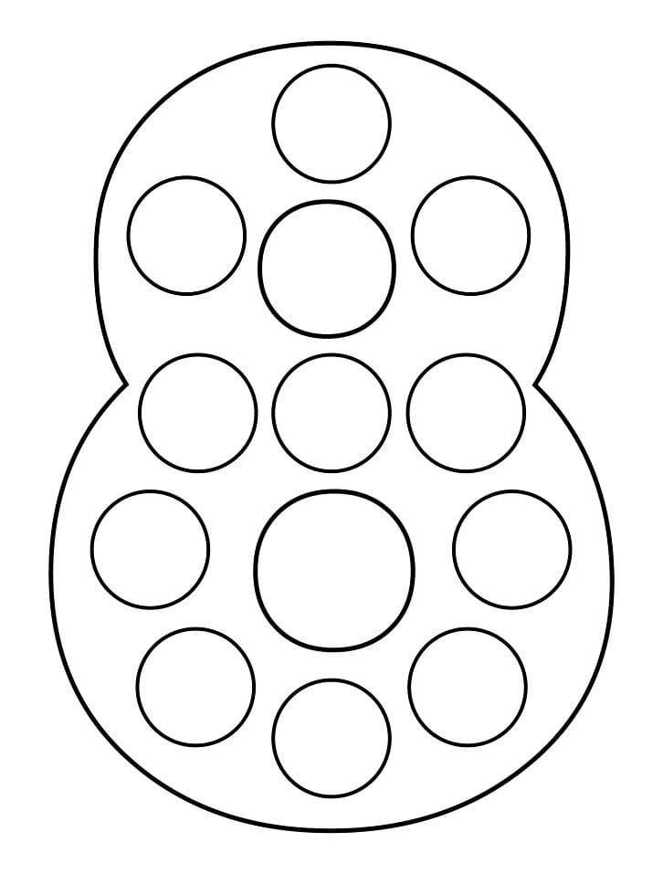 dibujo numero 8 marcador de puntos para colorear