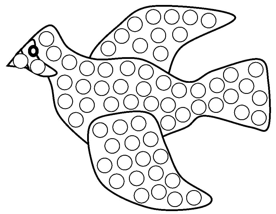 dibujo pajaro marcador de puntos para colorear