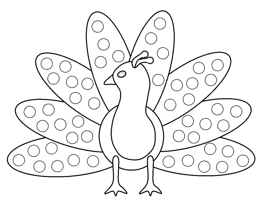 dibujo pavo marcador de puntos para colorear