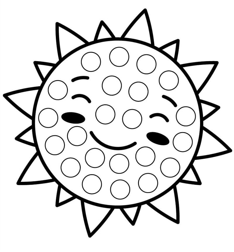 dibujo sol marcador de puntos para colorear