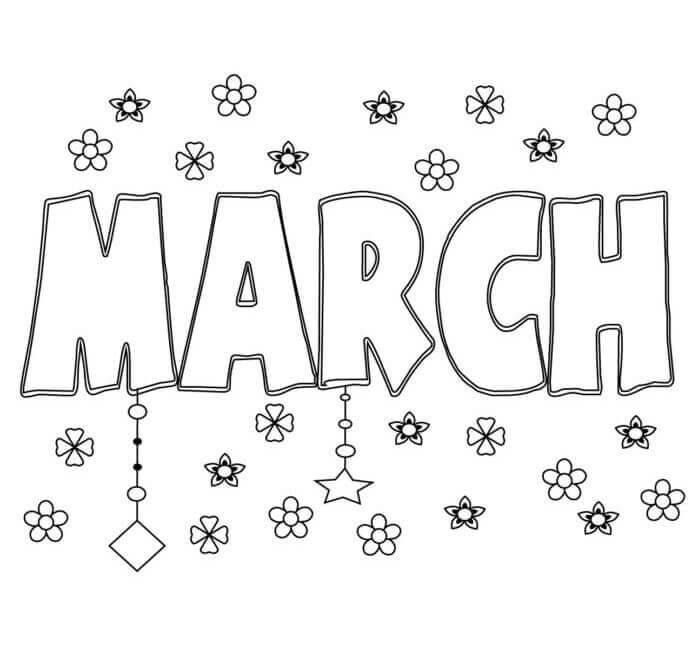 Dibujo de 4 de Marzo para Colorear y Imprimir