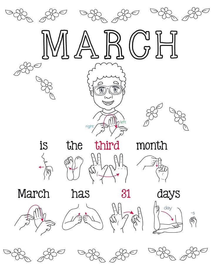 Dibujo de 6 de Marzo para Colorear y Imprimir