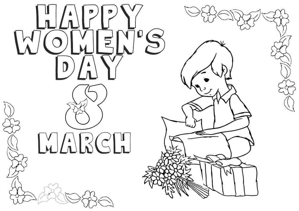 Dibujo de Día de La Mujer 1 de Marzo para Colorear y Imprimir