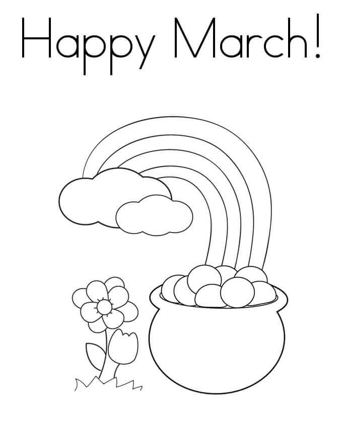 Dibujo de ¡Feliz 1 de Marzo para Colorear y Imprimir