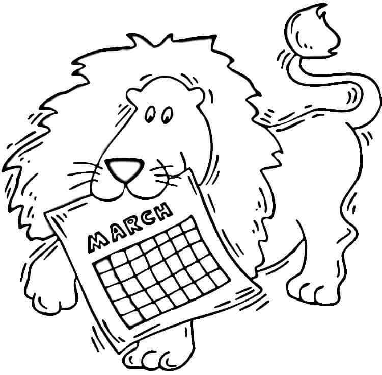 Dibujo de León y Marzo para Colorear y Imprimir