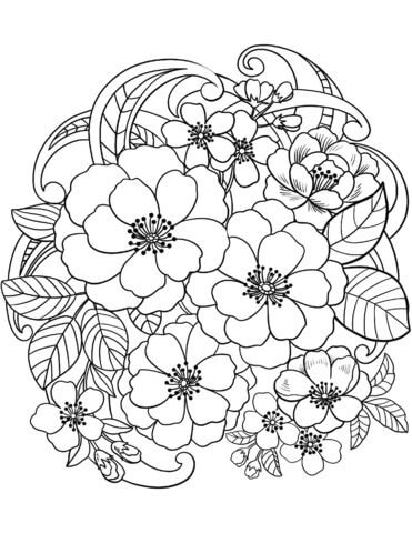 Dibujo de Flores Floreciendo para Colorear y Imprimir