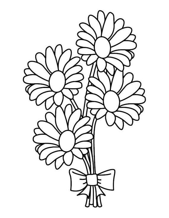 Dibujo de Ramo de Margaritas para Colorear y Imprimir