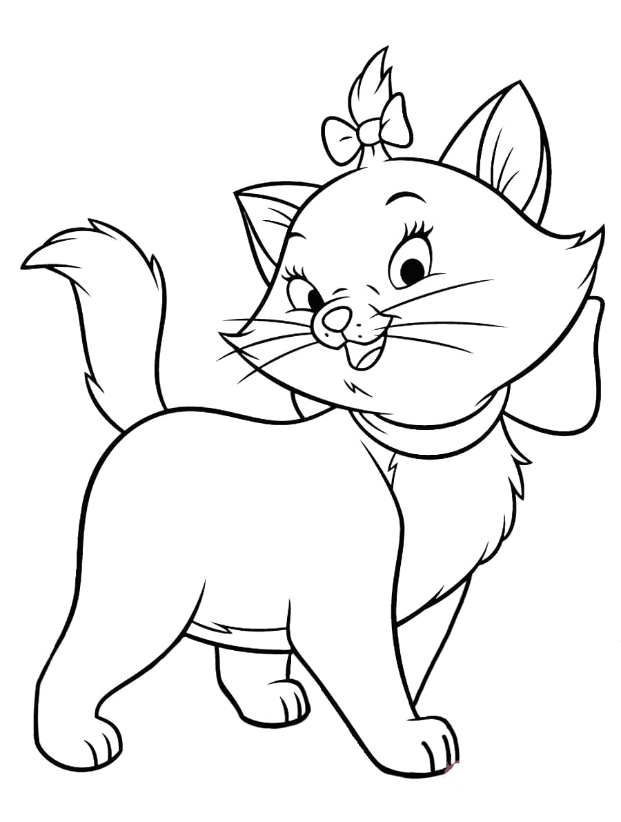Dibujo de Esquema de Marie Cat para Colorear para Colorear y Imprimir