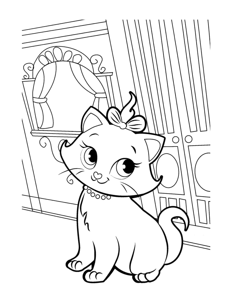Dibujo de Gratis Marie Cat para Niños para Colorear para Colorear y Imprimir