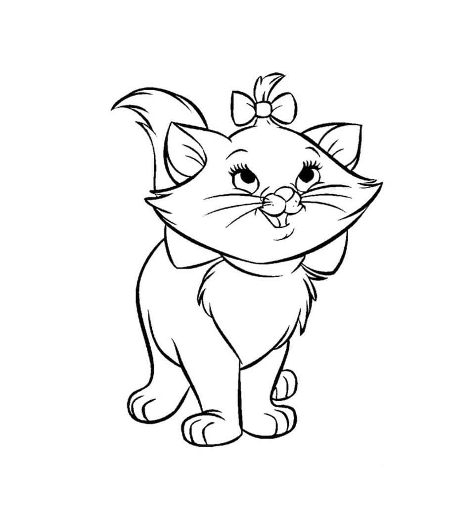 Dibujo de Imagen de Gato Marie para Colorear para Colorear y Imprimir