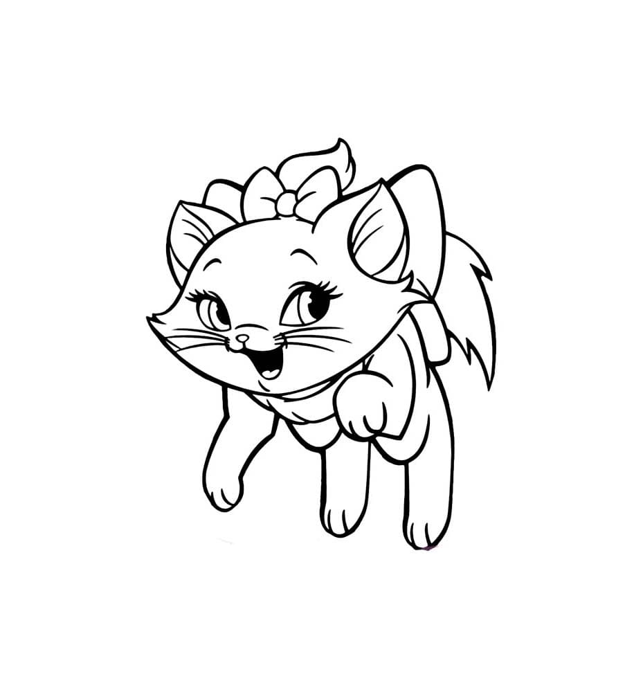 Dibujo de Imprimible Linda Gata Marie para Colorear para Colorear y Imprimir